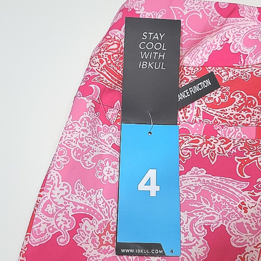 IBKUL Pink Paisley Ankle Pants Great pair of golf pants size 4 - Picture 14 of 16